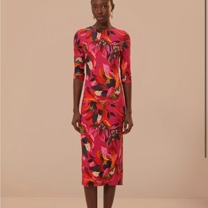 FARM Rio Pink Floral Midi Dress